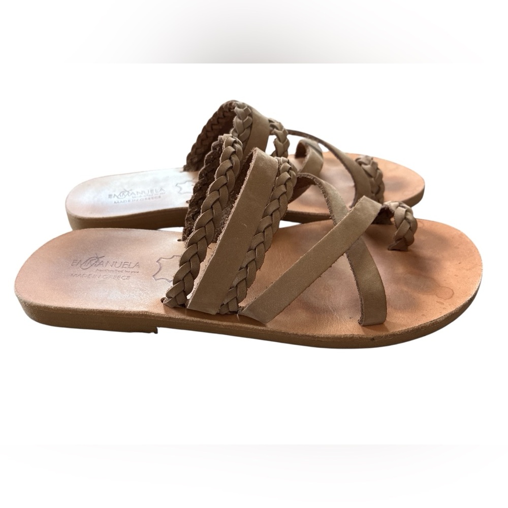 EmmanuelaSandals Braided Tan Greek Leather Sandals. Size 7. - Picture 3 of 11